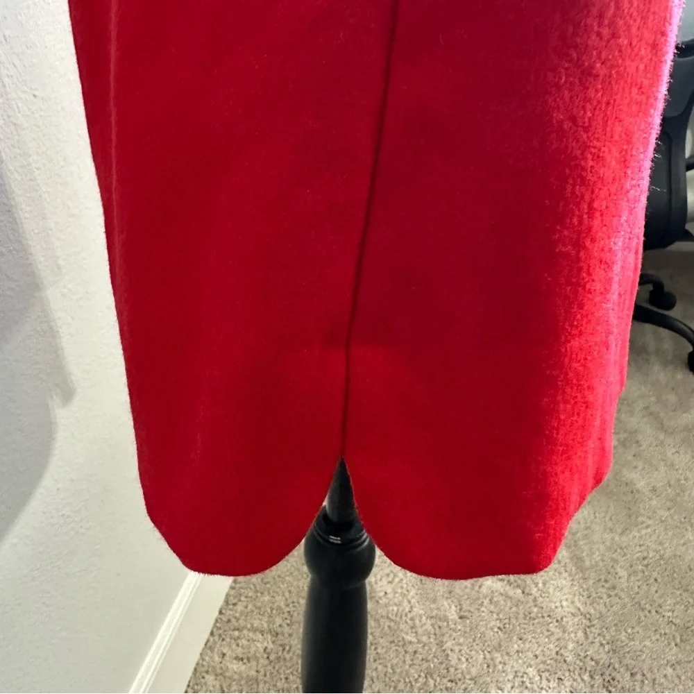 J crew 100%wool red Aline mini skirtdoubleserge wool with sidezipper and pocket